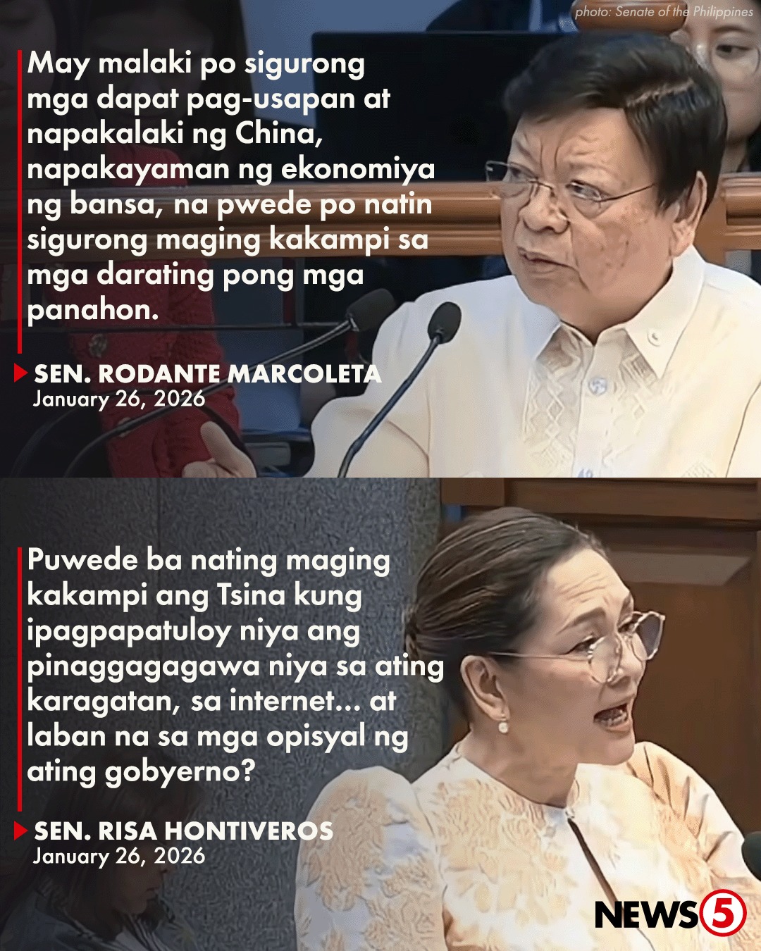 News5 - SEN. HONTIVEROS VS. SEN. MARCOLETA Tinabla ni... | Facebook