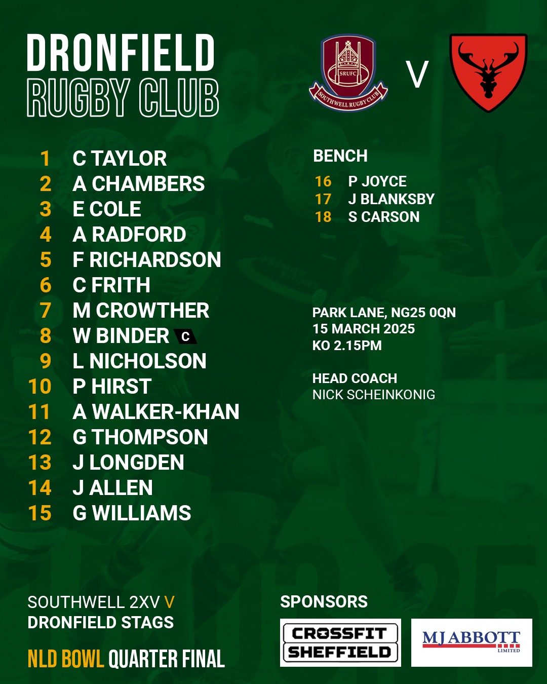 Dronfield Rugby Club - 🔴⚫️ SQUAD ANNOUNCEMENT Here is the squad to face ...