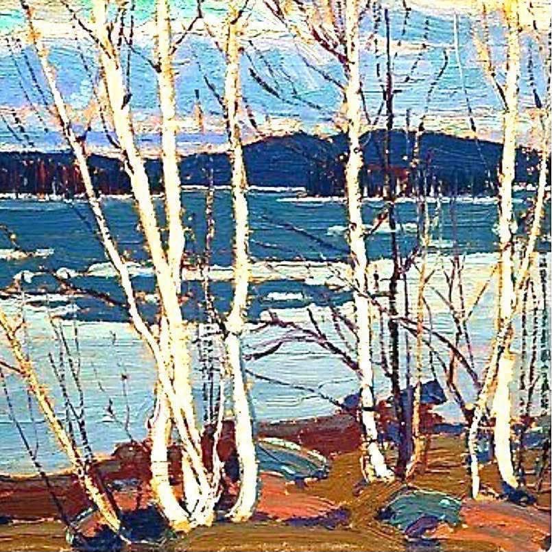 Spring, Algonquin Park” (1917) by Tom Thomson, 8X10 inches, oil on