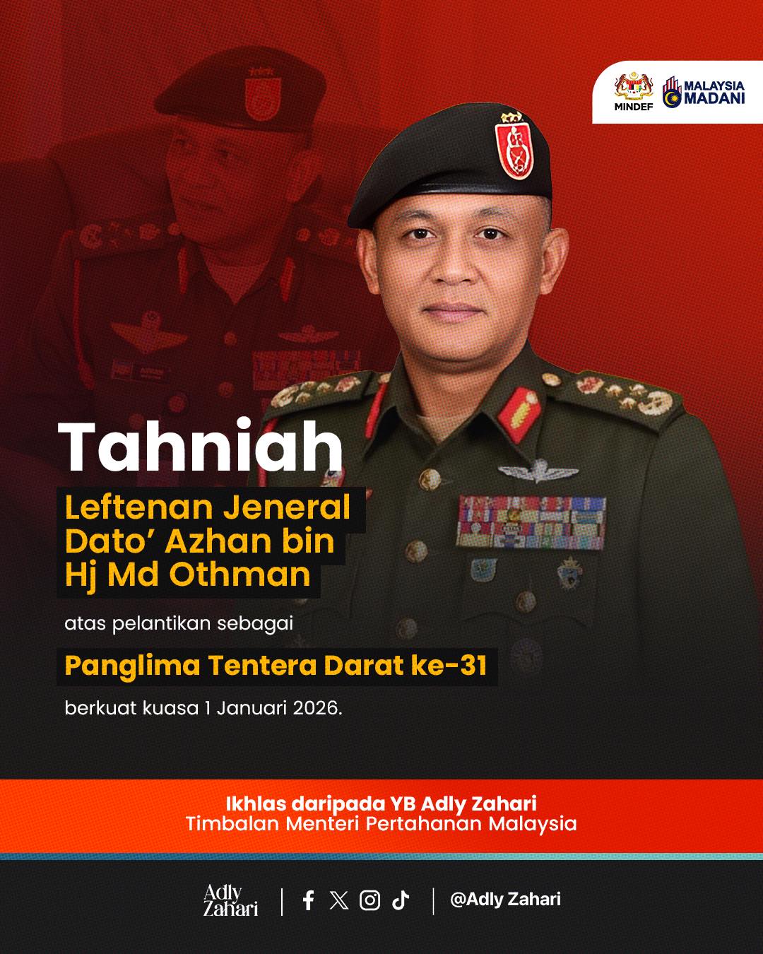 Adly - Setinggi-tinggi tahniah diucapkan kepada Leftenan Jeneral Dato ...