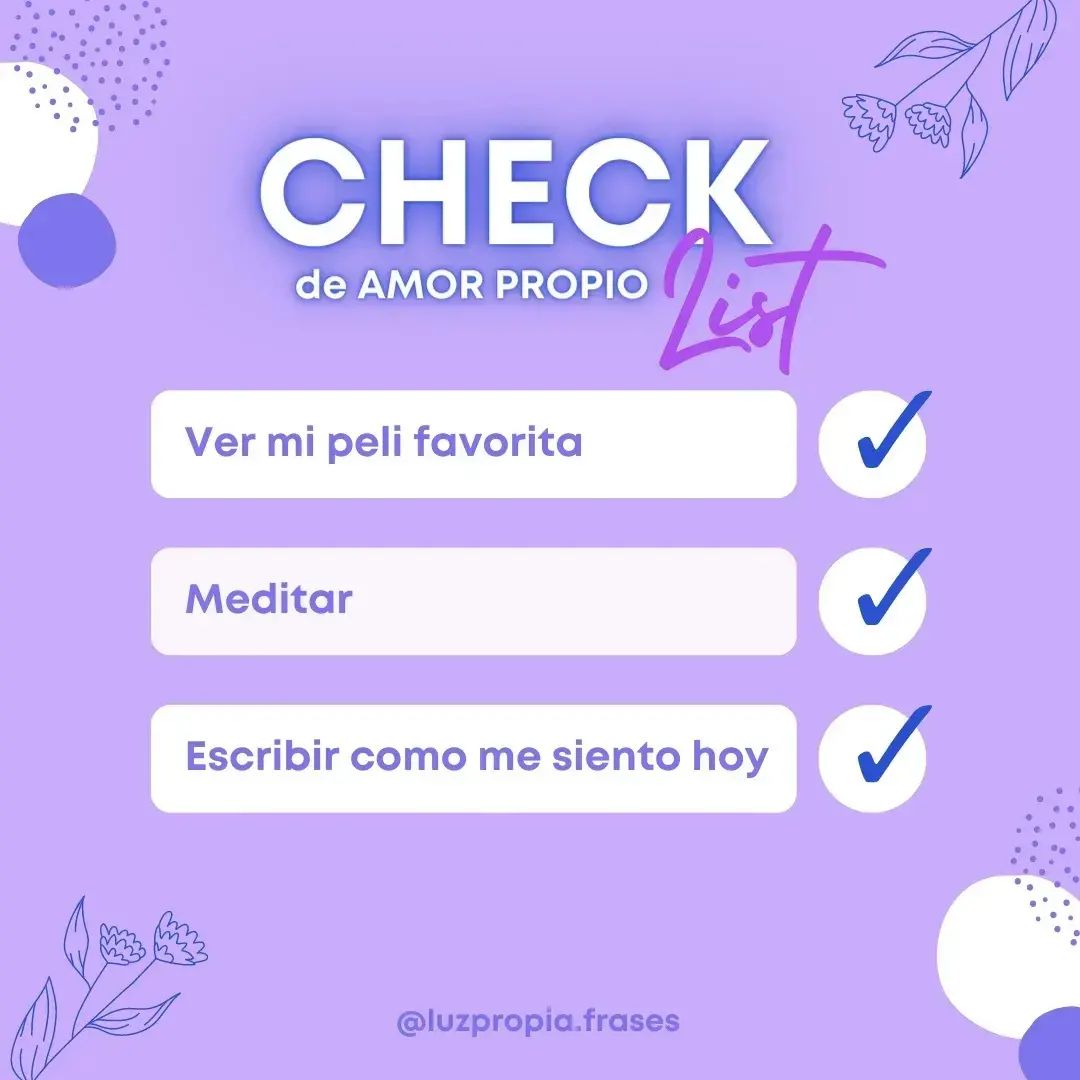 Luz Propia - CHECK LIST de AMOR PROPIO 💜 ¿Qué hiciste hoy... | Facebook