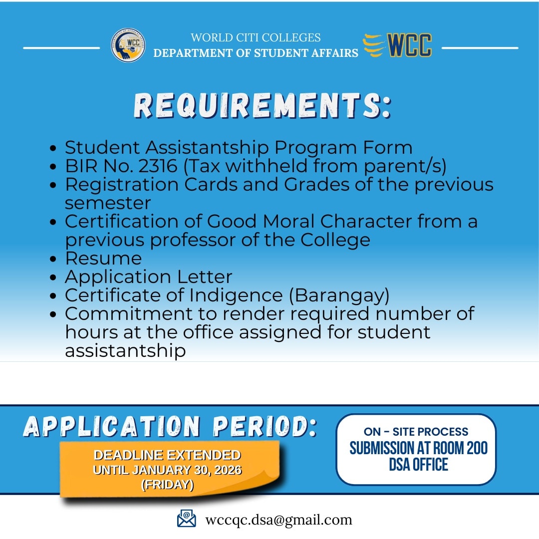 WCC QC Department... - WCC QC Department of Student Affairs