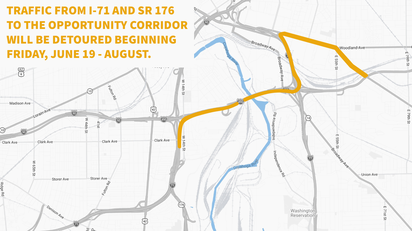Happy Monday! Lane closure information for I-490 beginning June 19th.