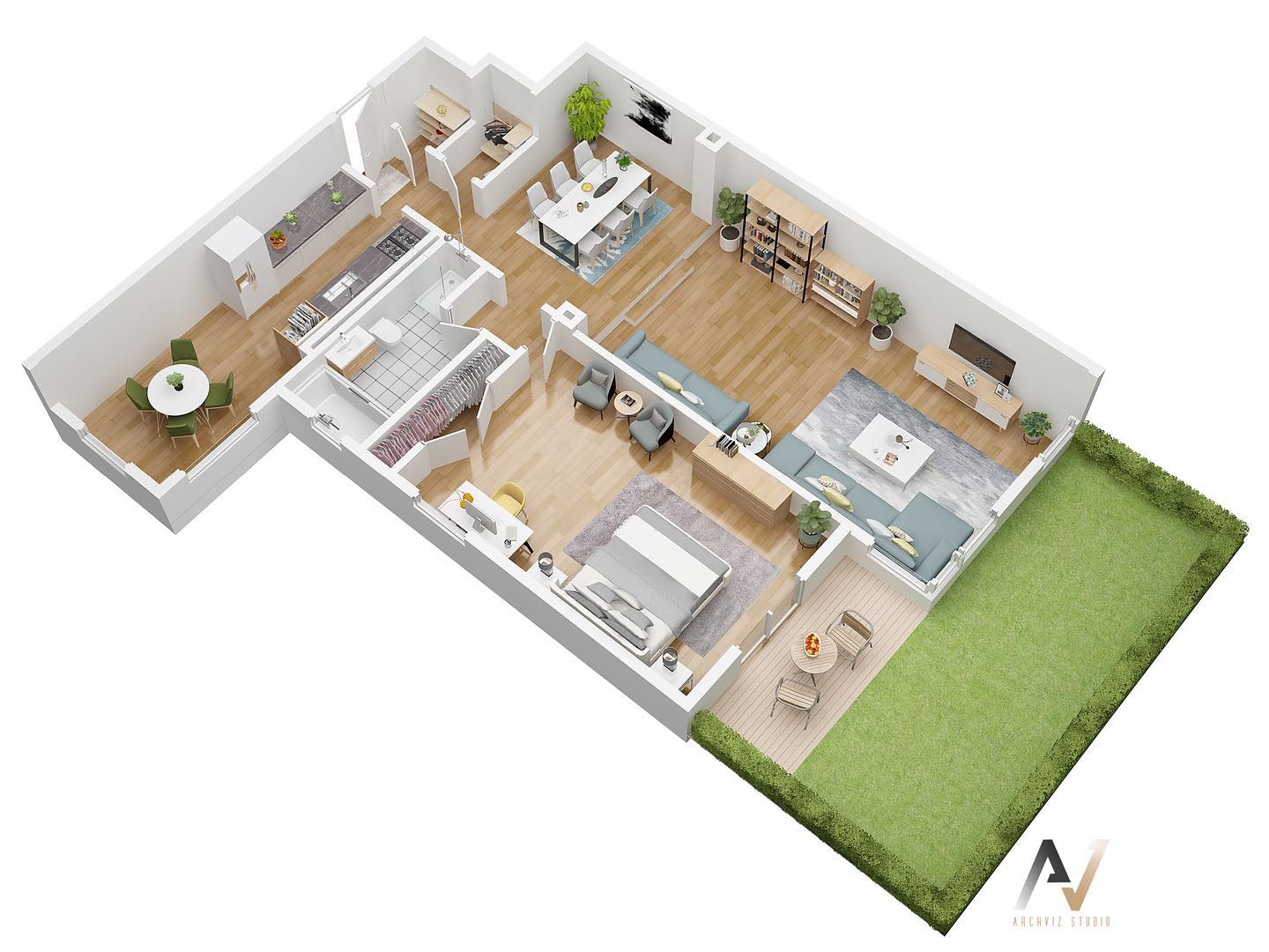 Archvizstudio3D - The apartment 3D floor plan by...