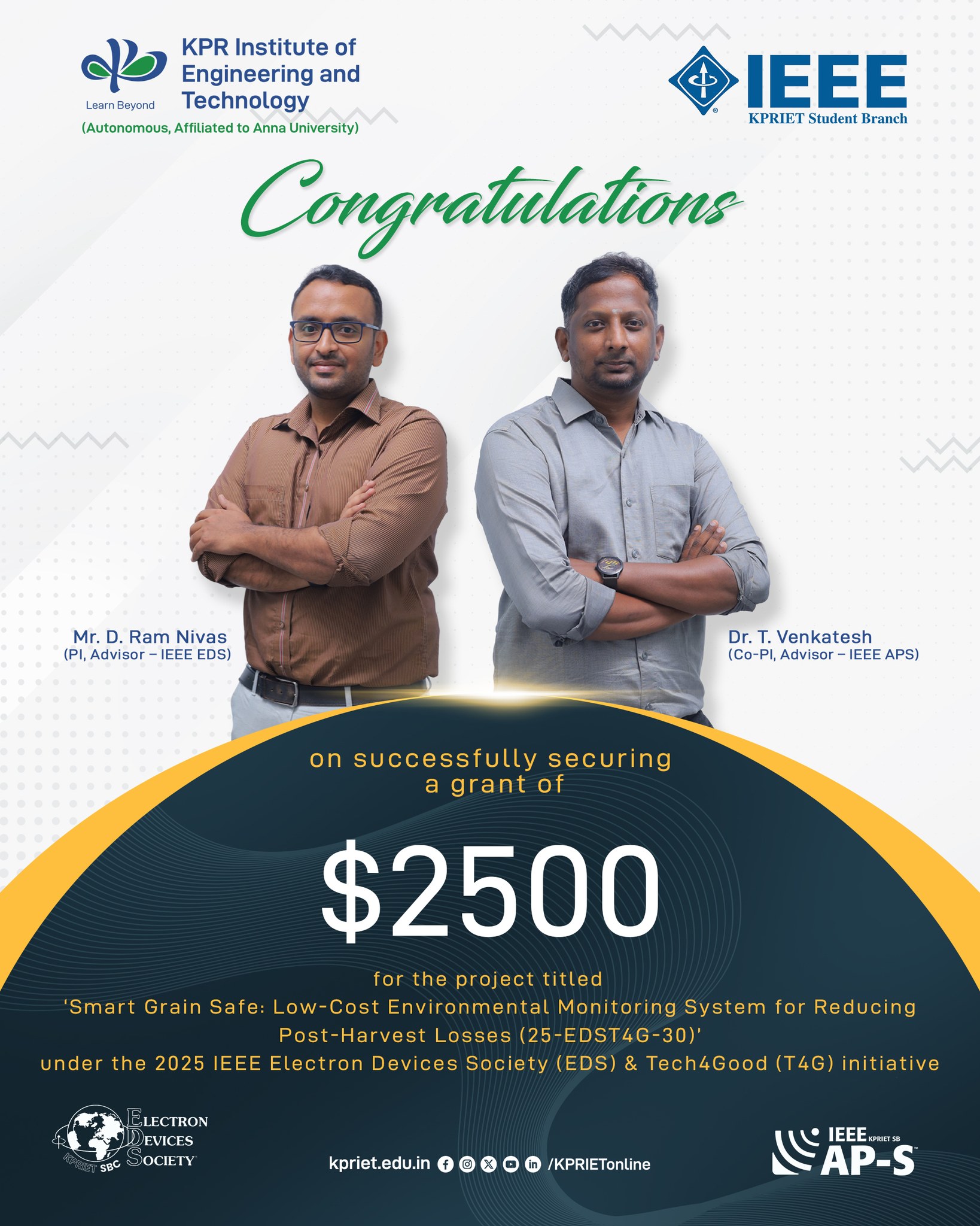 KPR - KPRIET Prof Secures IEEE EDS–T4G Grant We are proud to announce ...
