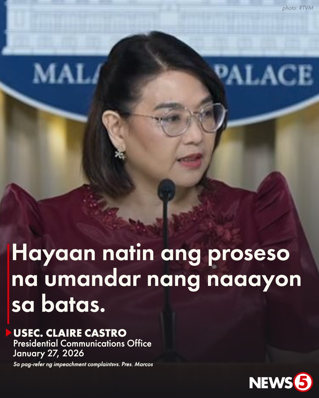News5 - ‘IGINAGALANG NG PANGULO ANG DESISYON NG KAMARA’... | Facebook