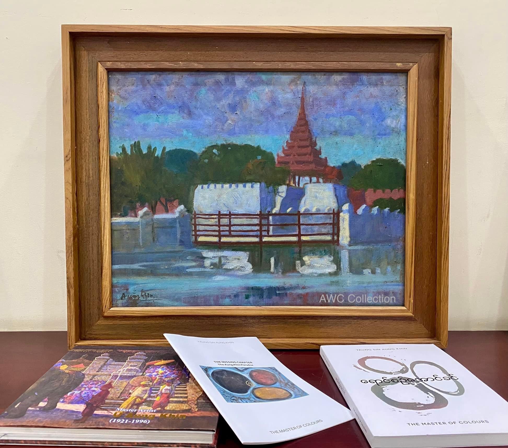 Soe aung 港 絵画 有名 ミャンマー 有名画家 Soe Aung 漁船と夕日 絵画