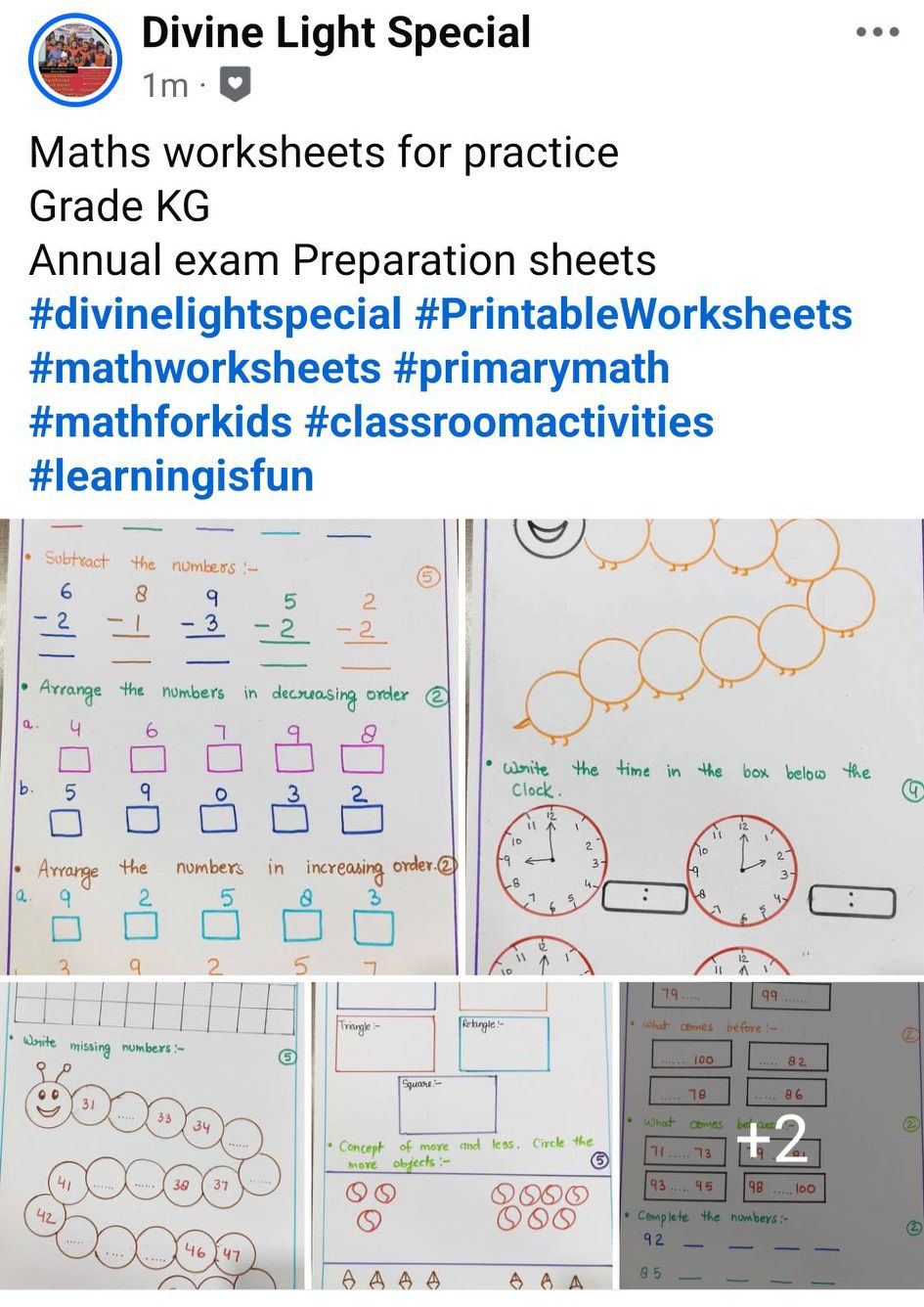 Maths worksheets for practice... - Divine Light Special | Facebook