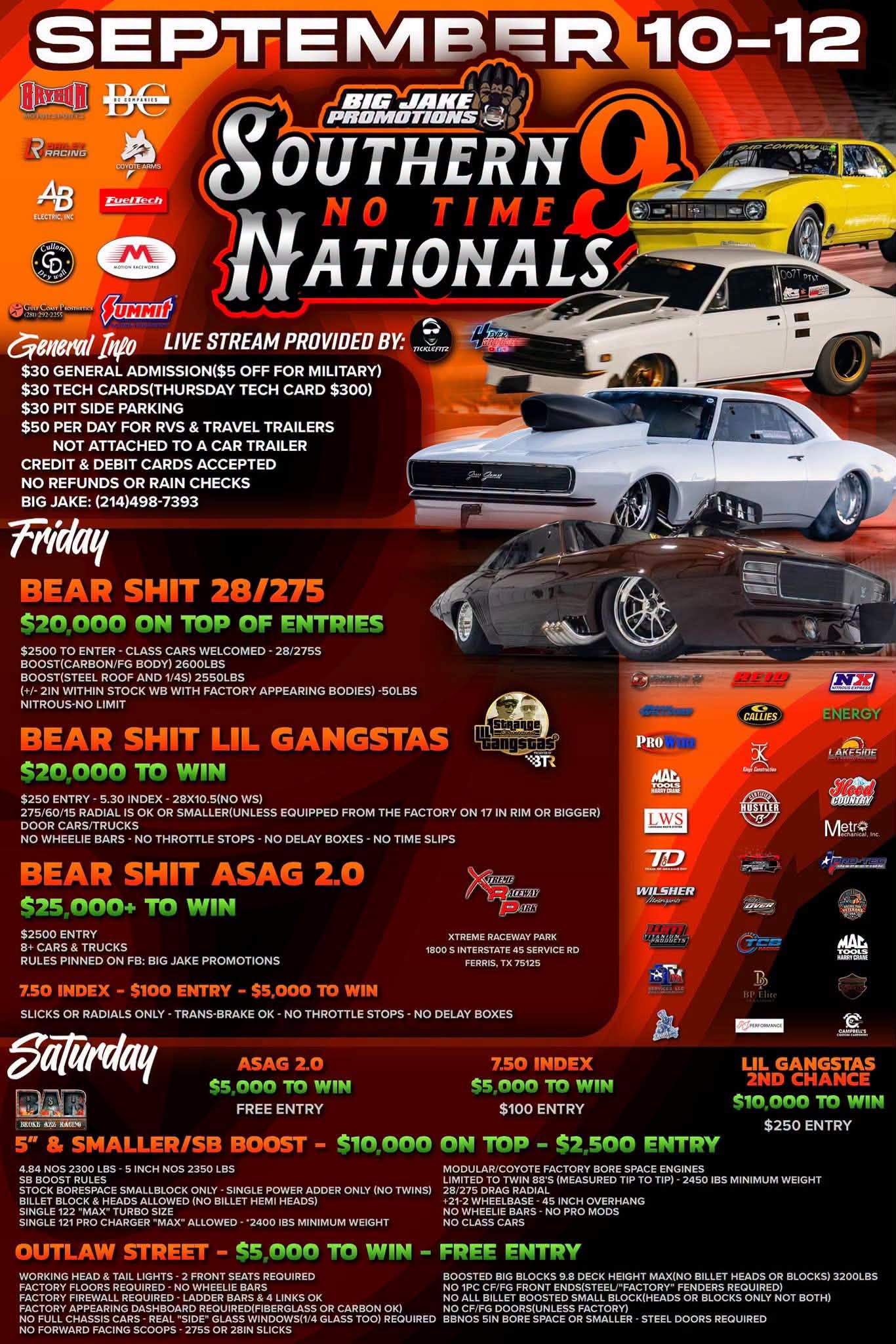 Big Jake Promotions Southern No Time Nationals 9 at Xtreme Raceway