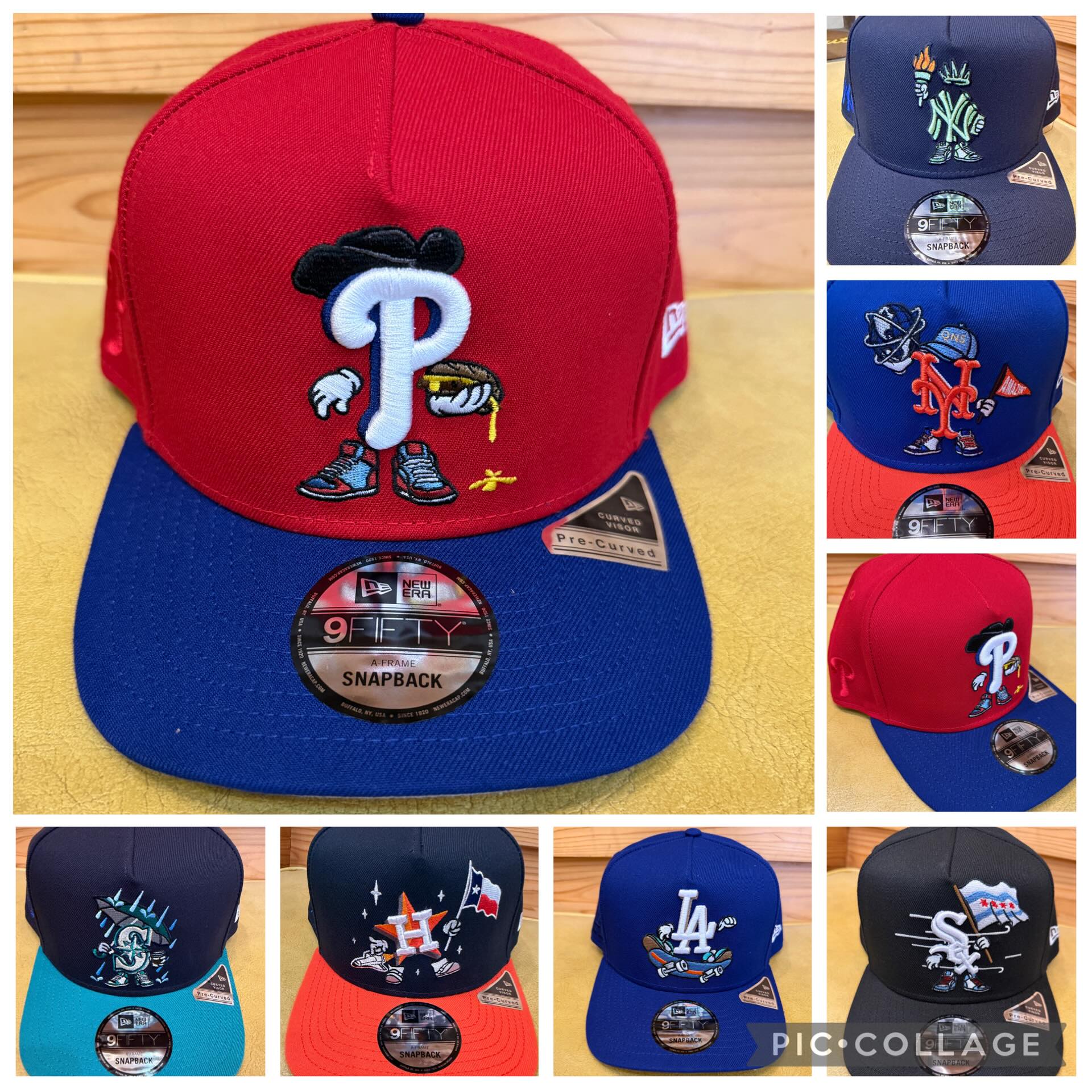 美品✨豪華セット✨NEW ERA　スナップバック　9FIFTYおまけ付 NEW ERA USA限定:9FIFTY A-Frameキャップ スナップバック。(後ろが