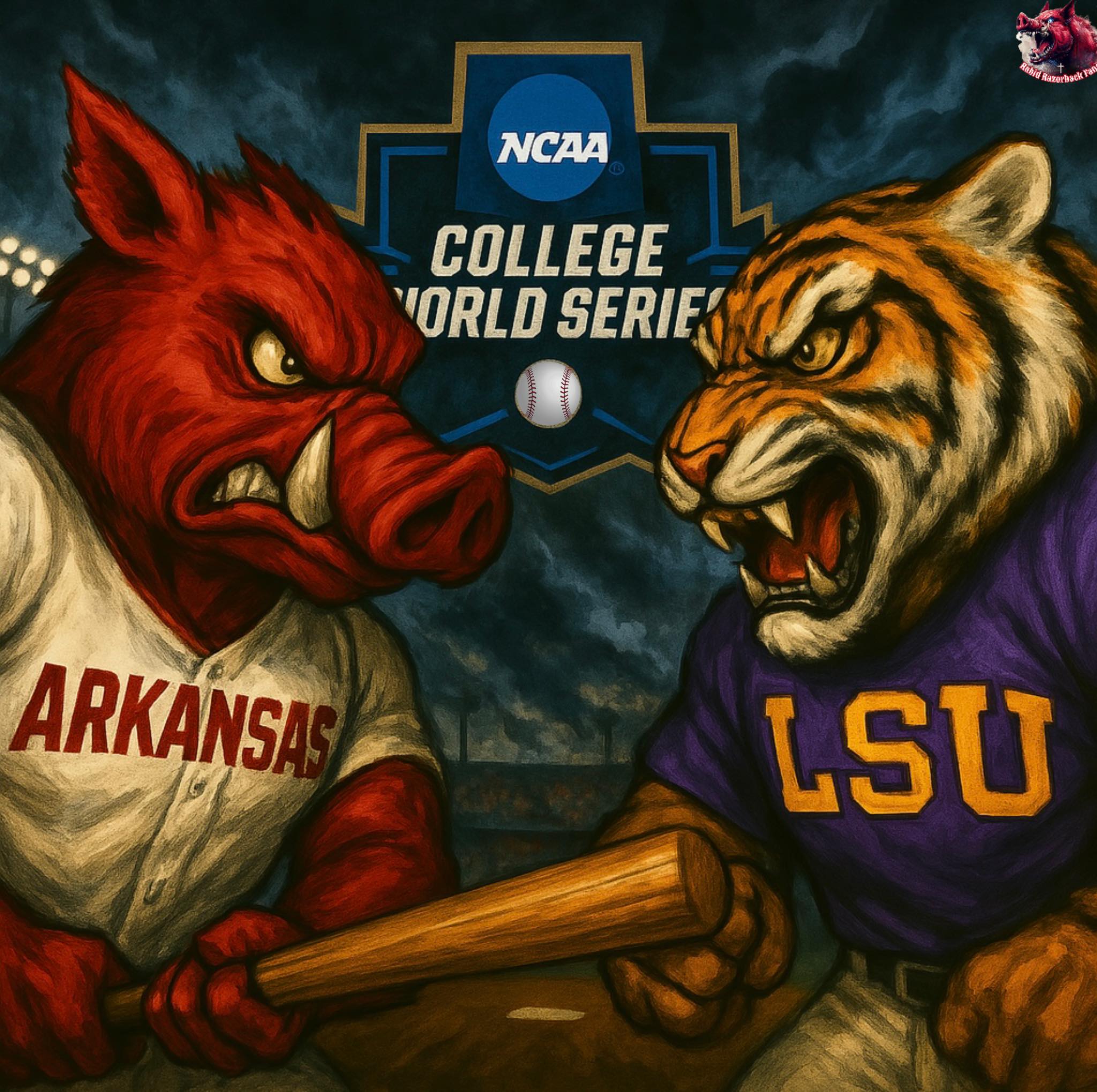 Razorbacks vs. LSU NCAA Baseball College World Series Game on big ...