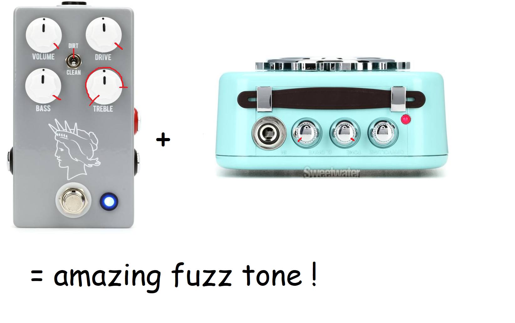 Twin Twelve and Danelectro Honeytone amp fuzz sound setup