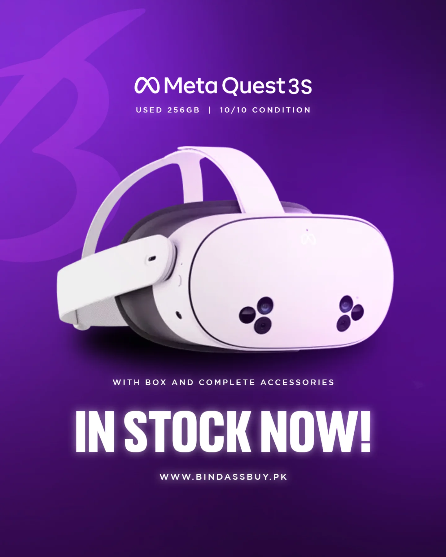 BindassBuy - Meta Quest 3S 256GB with box and complete accessories 