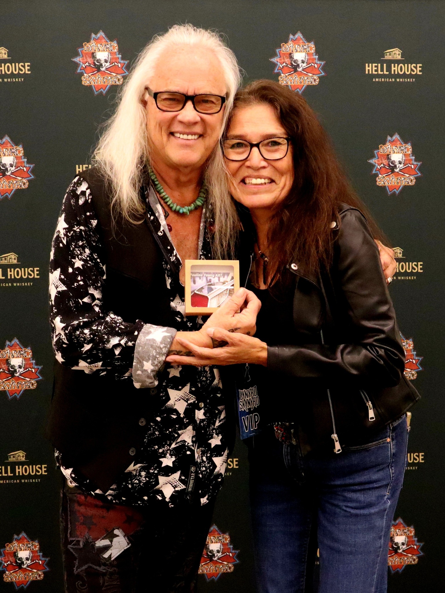 Pauline - Me & Rickey Medlocke! I made him a stainedglass gitpu feather ...