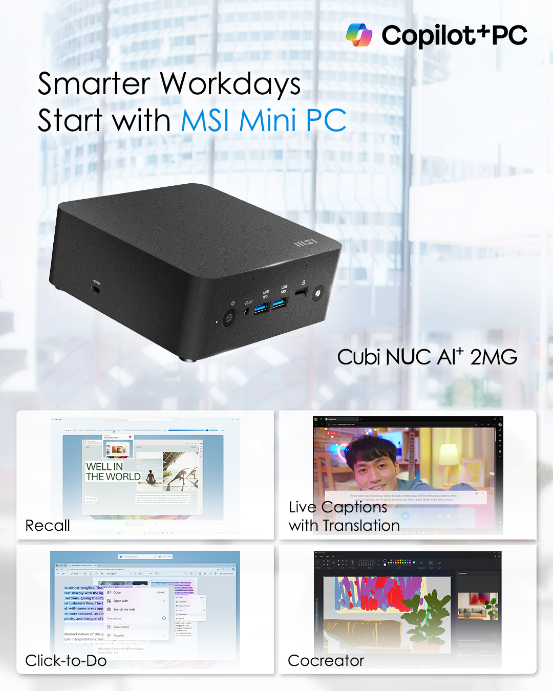 MSI - MSI Copilot+ PC redefines your desktop experience. Work smarter ...