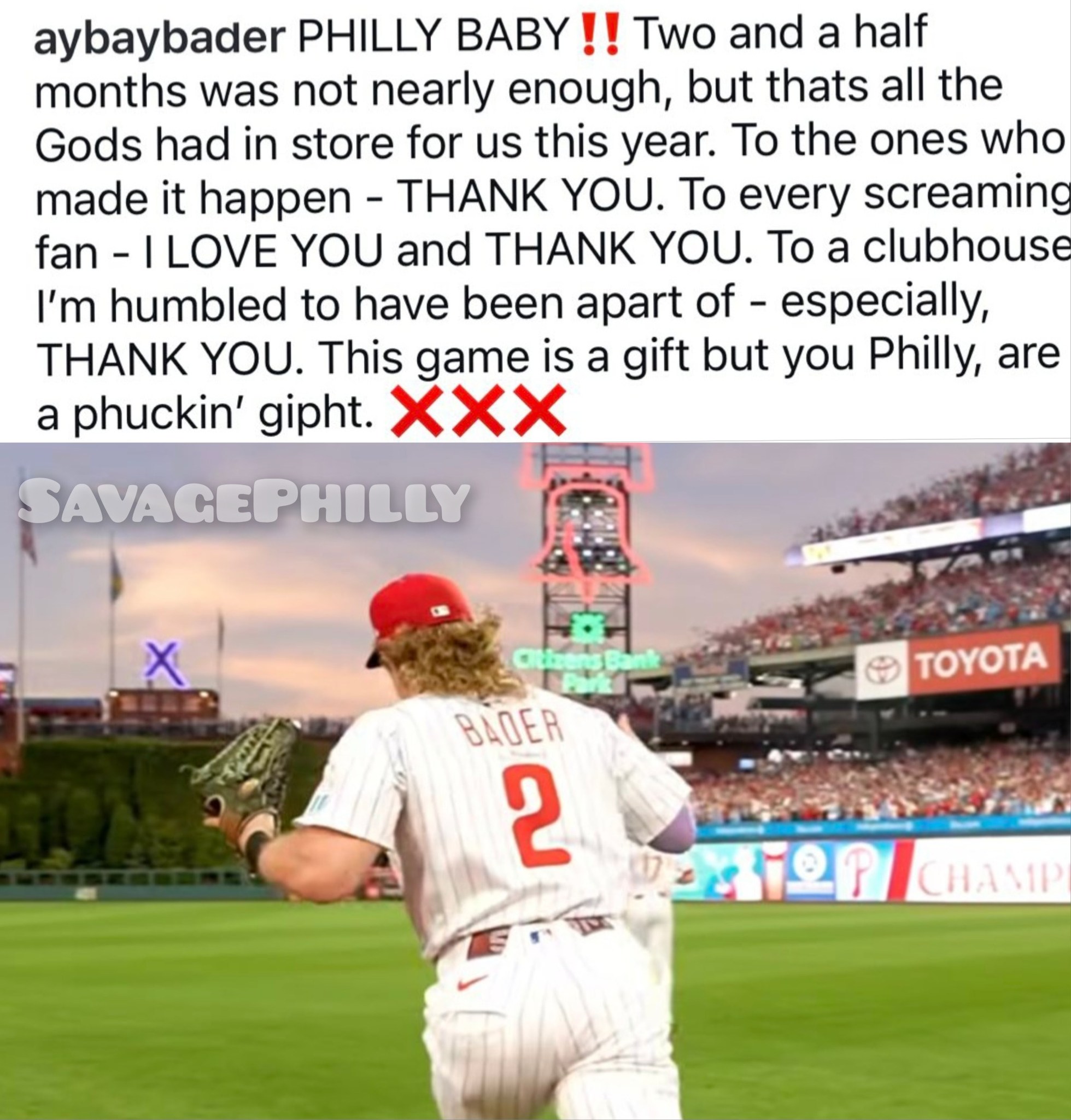 Ugh 😔 Harrison Bader seems... - Savage Philly Sports Media | Facebook