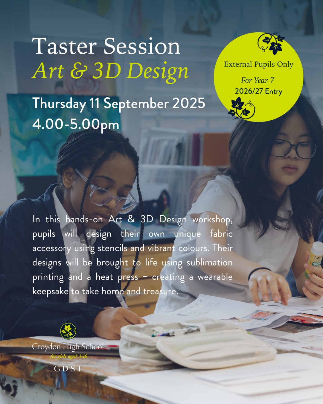👩‍🎨 Taster session: Art & 3D... - Croydon High School GDST | Facebook