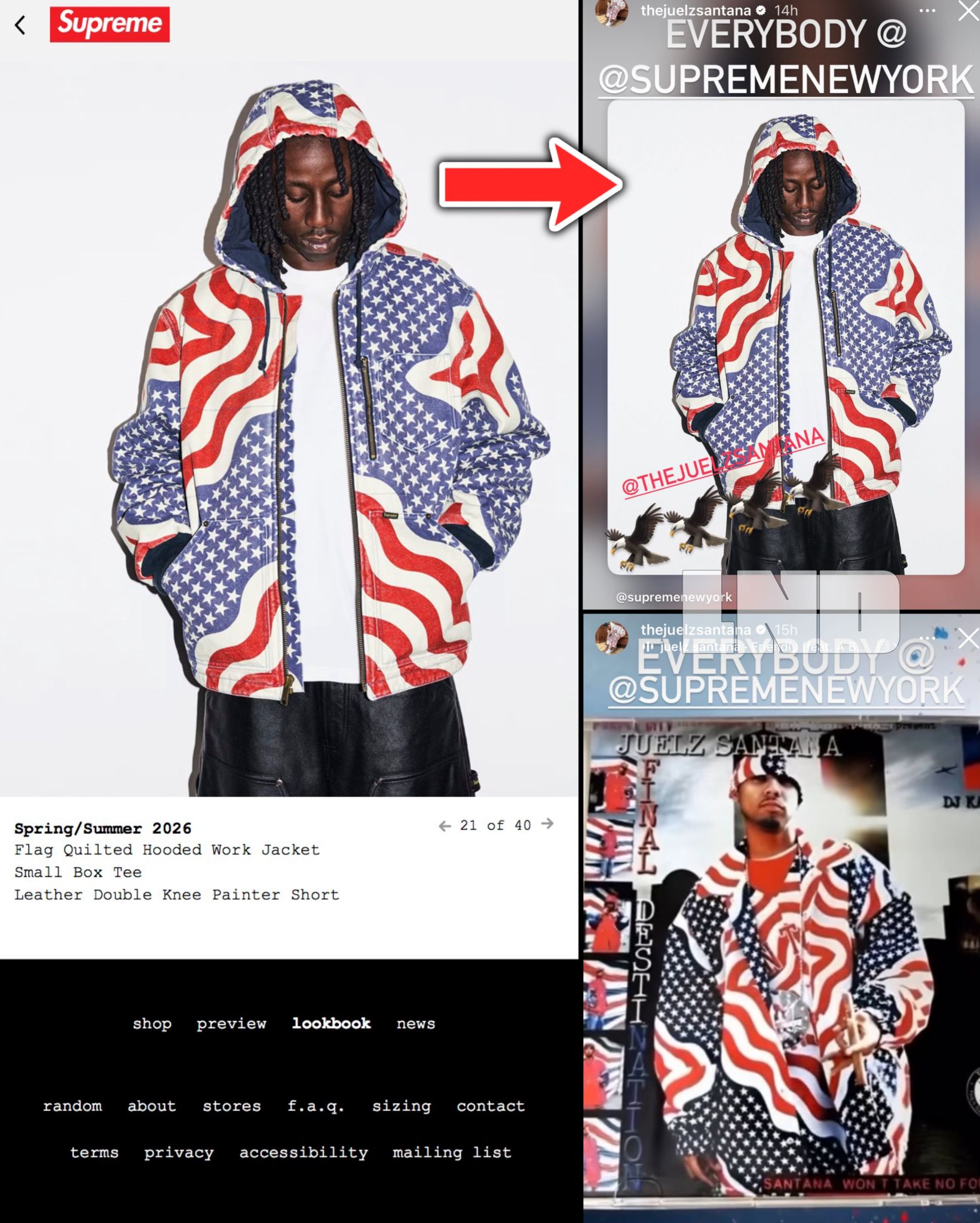 Juelz Santana reacts to Supreme releasing a American Flag Work