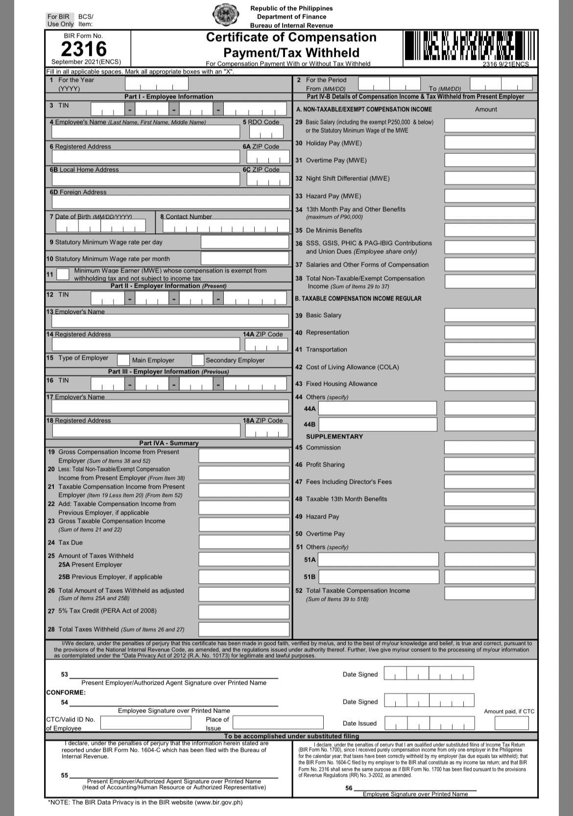 Lobaton - BIR Form No. 2316 Certificate of Compensation Payment / Tax ...