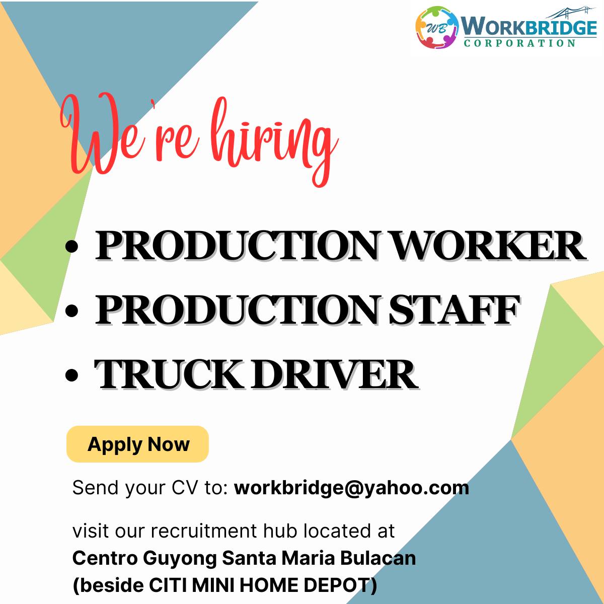Workbridge - 🔥 URGENT HIRING – BALASING SANTA MARIA, BULACAN 🔥 FOR ...