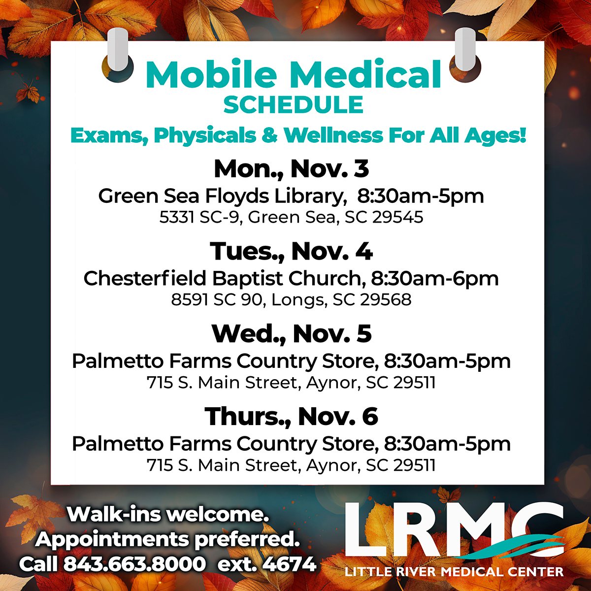 Little - 📅 Mobile Medical Schedule for Next Week. Our LRMC Mobile ...