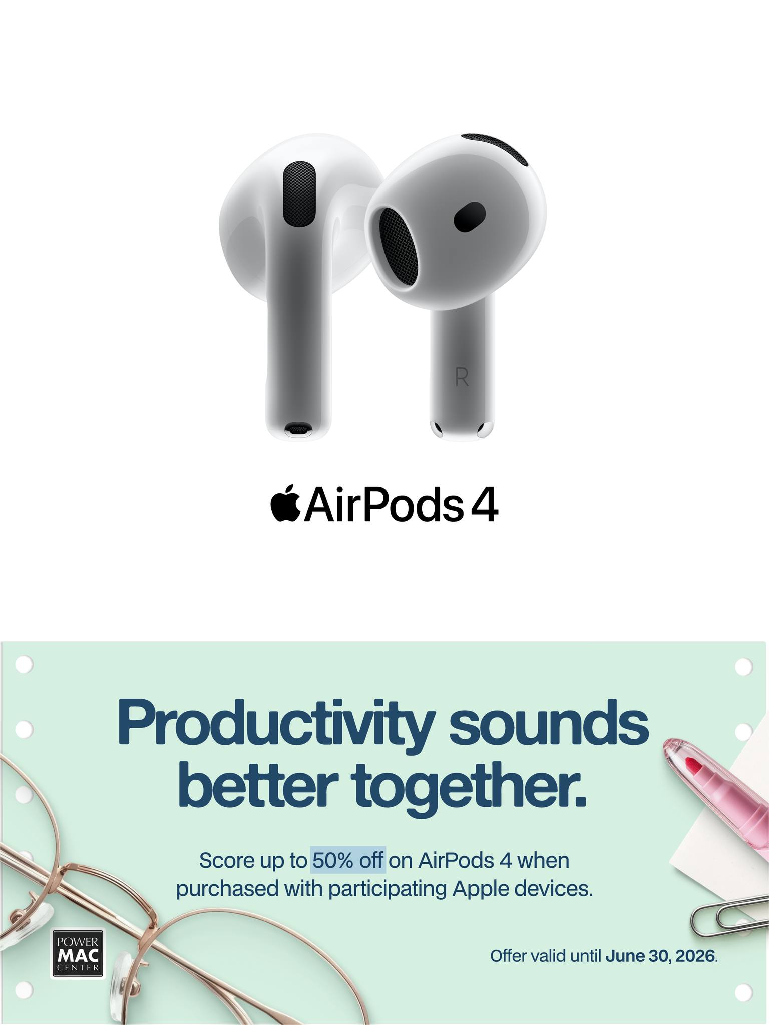 AirPods セール Productivity, perfectly paired. 👨🏻‍💻 Score up to 50% off on