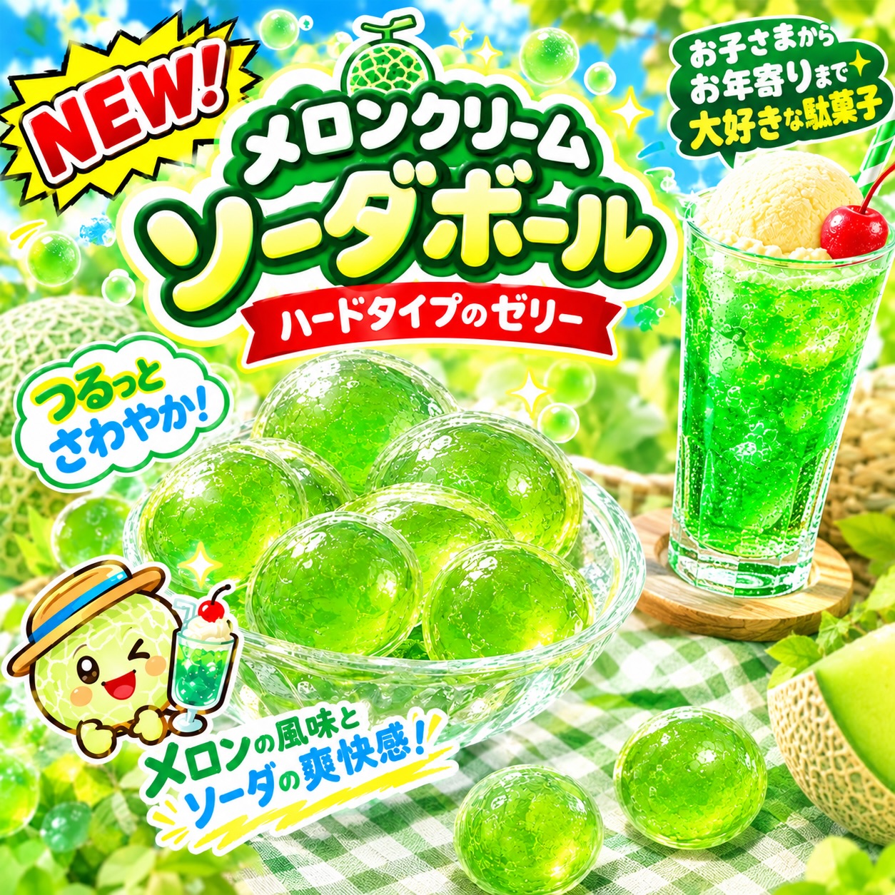 新商品】 江口製菓 メロンクリームソーダボール 駄菓子の中で安価で