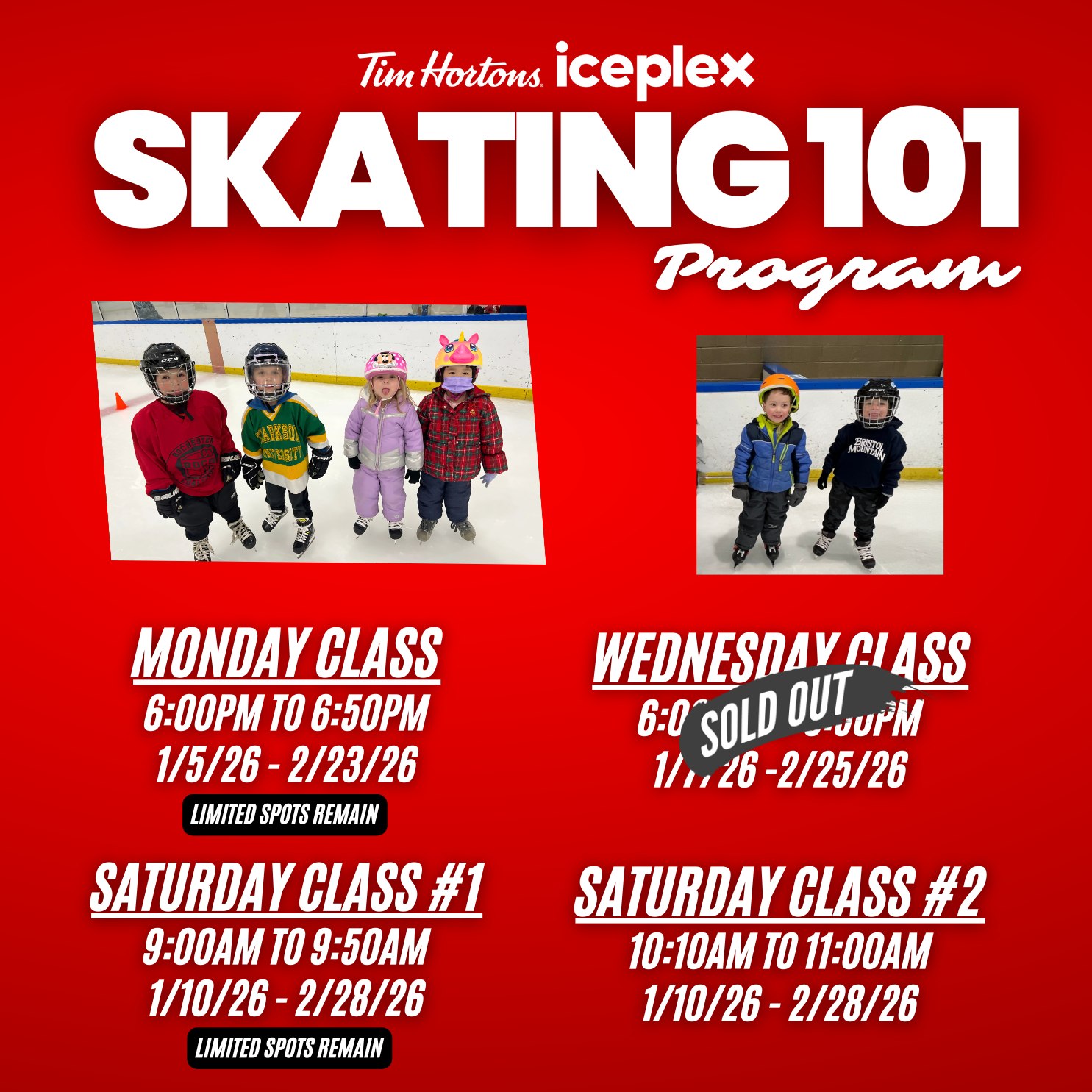 Tim - 🚨 ALMOST SOLD OUT! 🚨 Our Skating 101 Program is filling up faster ...