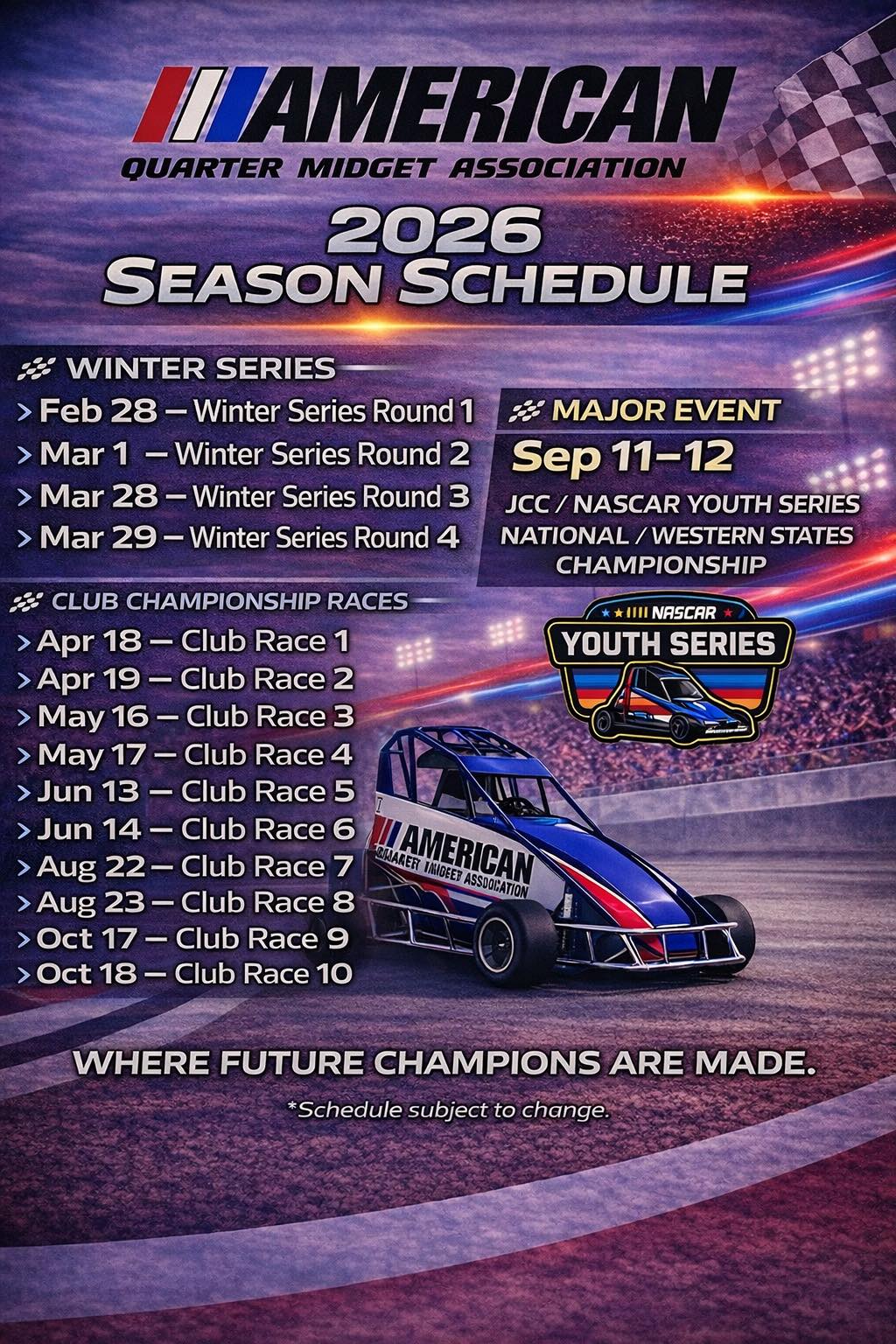American - 🏁 2026 SEASON SCHEDULE IS HERE! 🏁 AQMA is proud to release ...