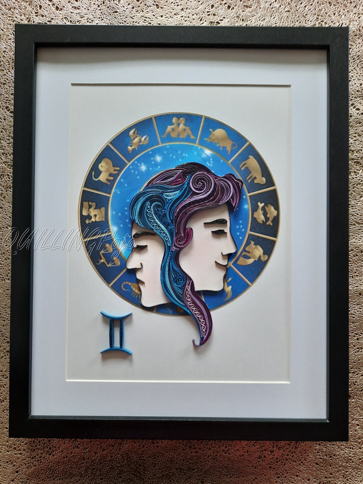 Another image of the zodiac sign just completed, this time Gemini