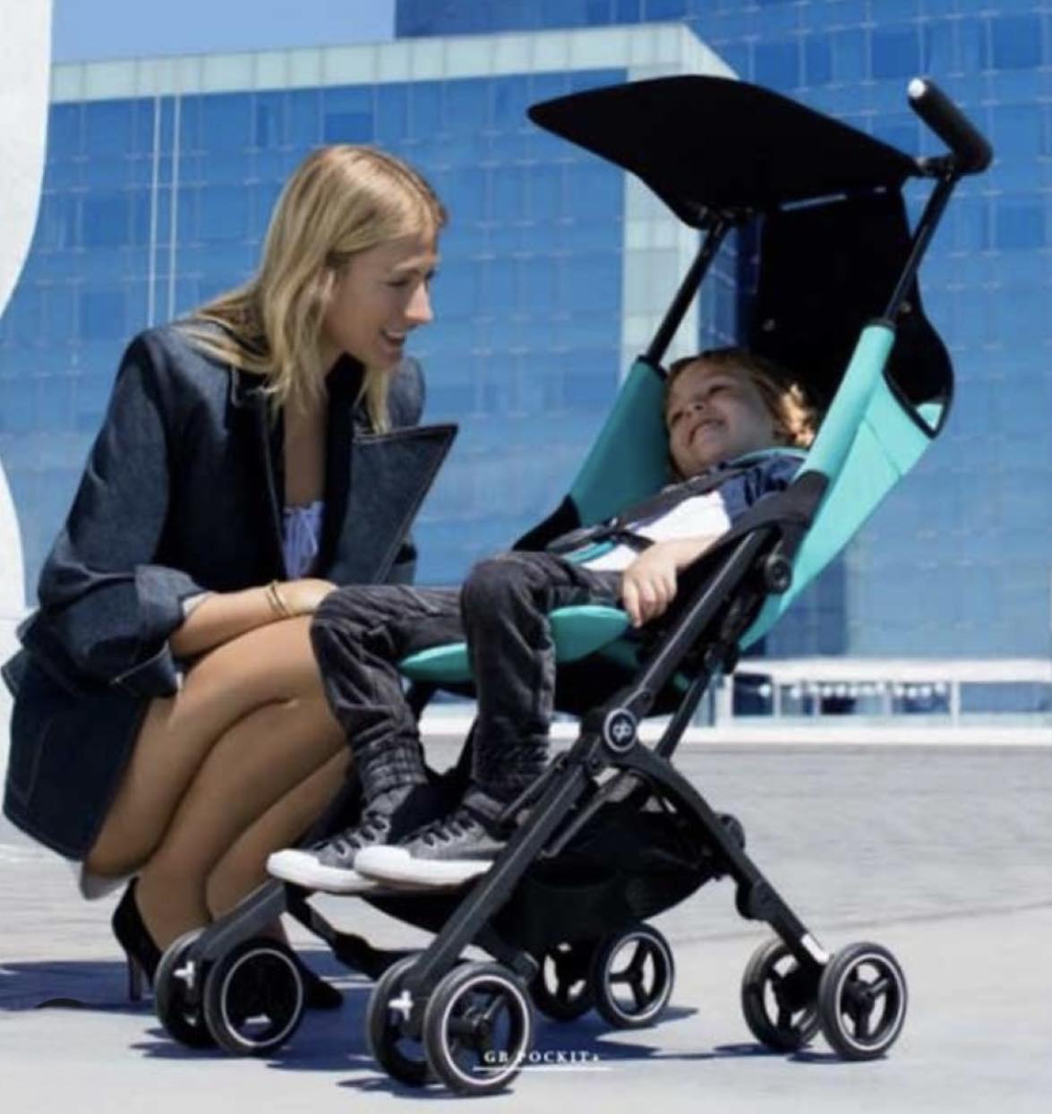 GB Pockit Plus All-Terrain stroller in Capri Blue. 6months to