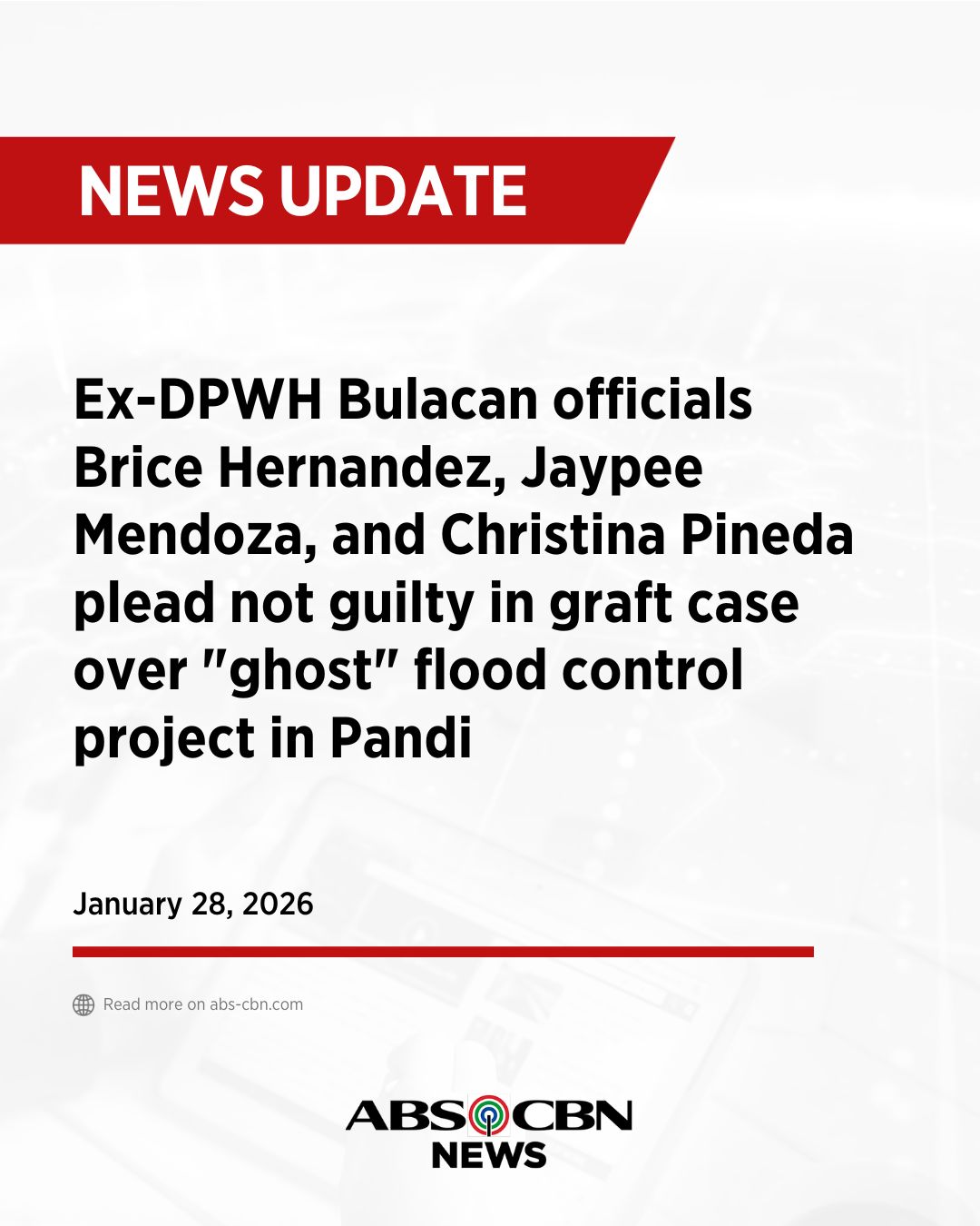 ABS-CBN News - UPDATE: DPWH Bulacan 1st District DEO... | Facebook