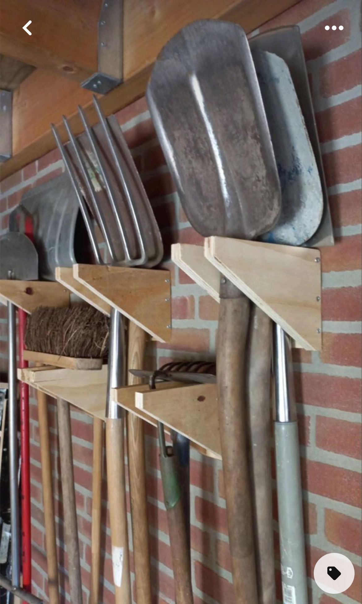 Art - 🛠️ DIY Tool Rack: Simple wooden brackets keep shovels & rakes ...