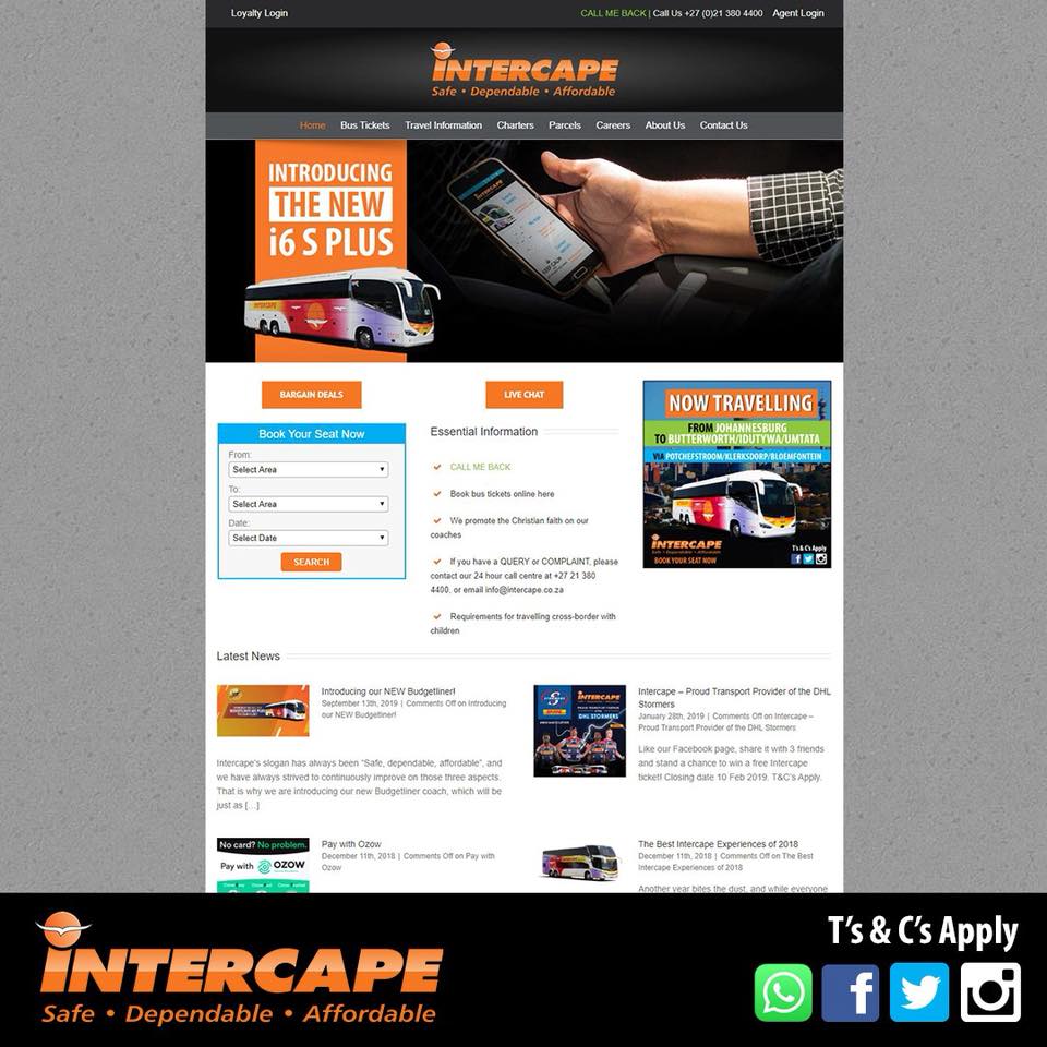 Intercape - If you have any questions or want to chat to...