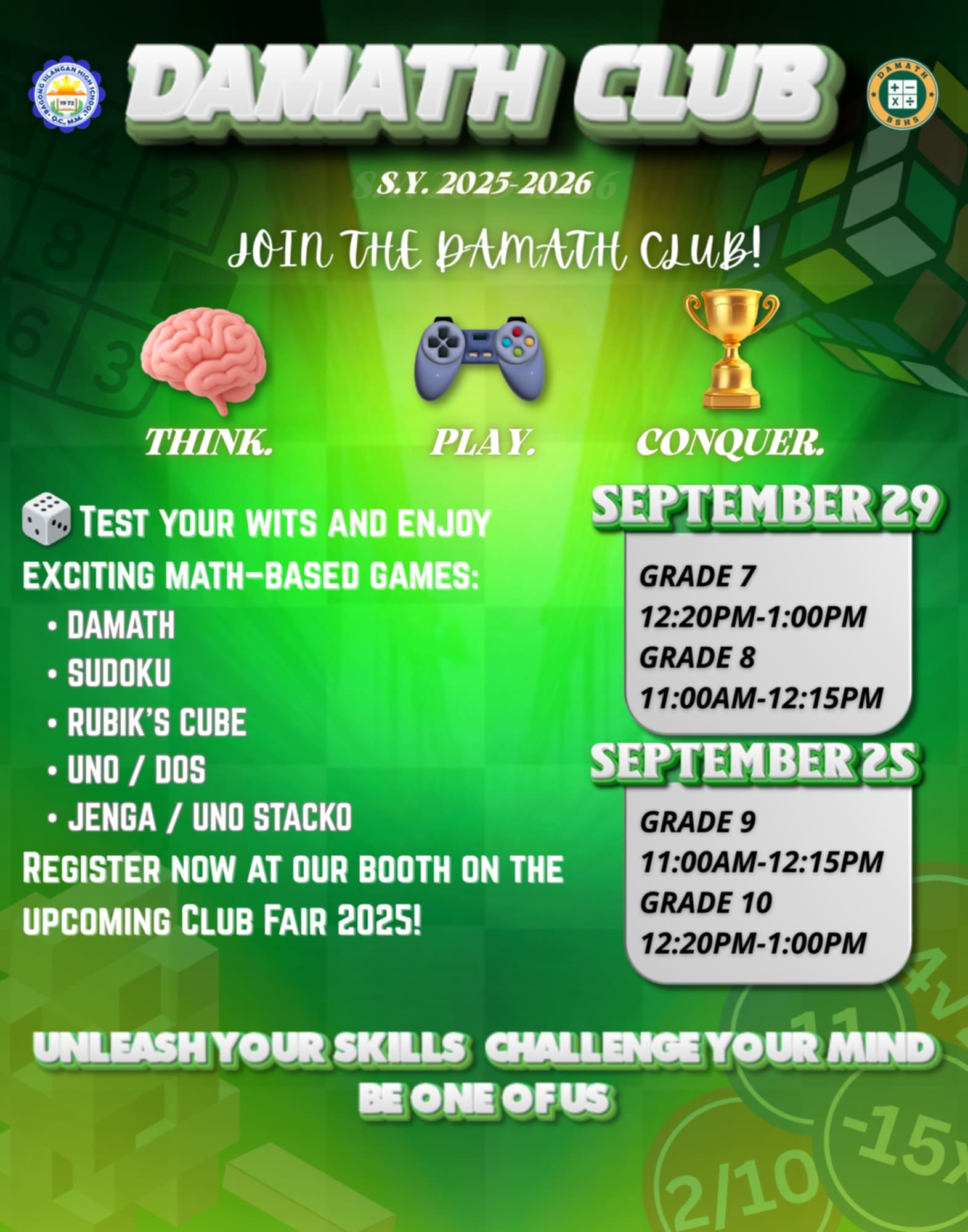 BSHS - 𝐓𝐇𝐈𝐍𝐊, 𝐏𝐋𝐀𝐘, 𝐂𝐎𝐍𝐐𝐔𝐄𝐑! 🔥 𝘊𝘢𝘭𝘭𝘪𝘯𝘨 𝘢𝘭𝘭 𝘴𝘵𝘶𝘥𝘦𝘯𝘵𝘴 𝘸𝘪𝘵𝘩 𝘢 𝘱𝘢𝘴𝘴𝘪𝘰𝘯 𝘧𝘰𝘳 ...