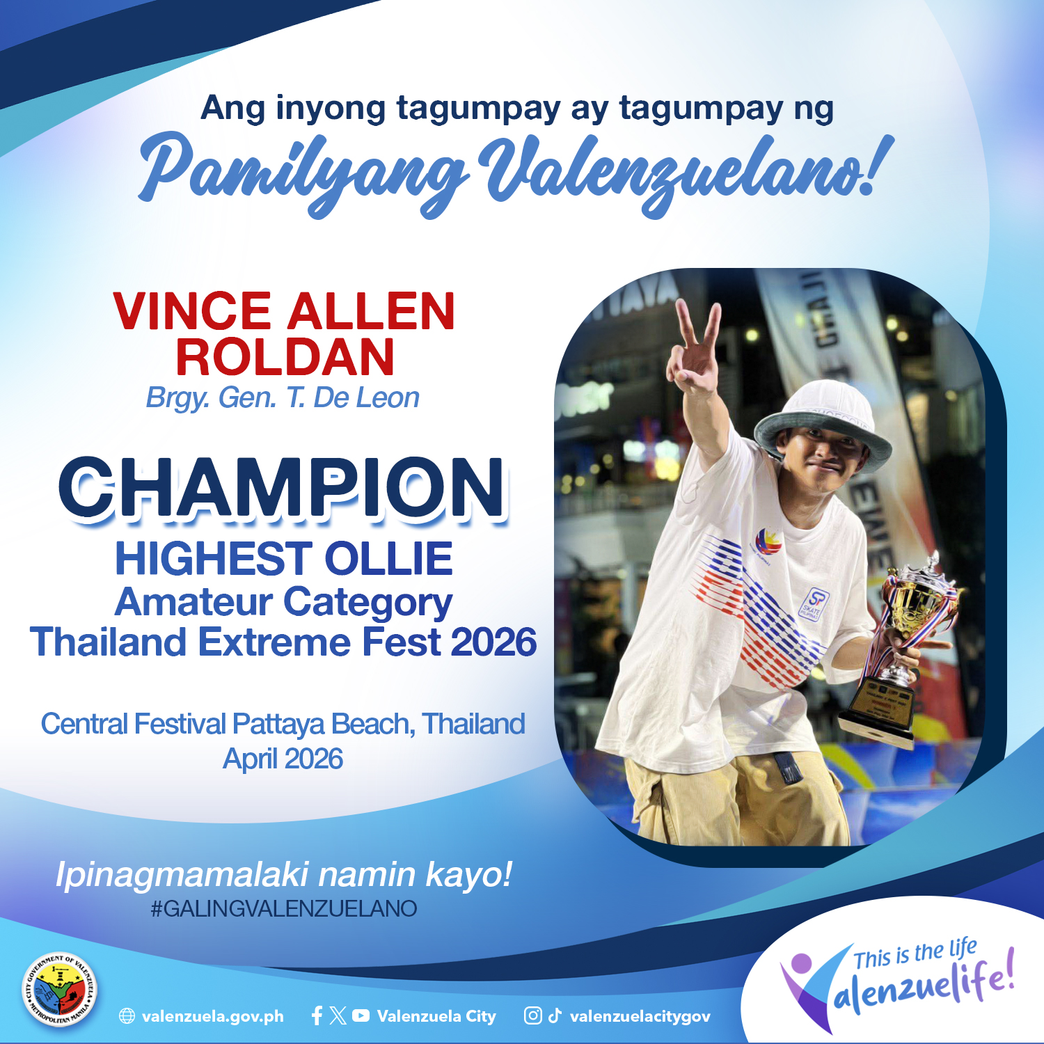 SKATING TO VICTORY! 🛹🏆 Congratulations to Vince Allen Roldan for
