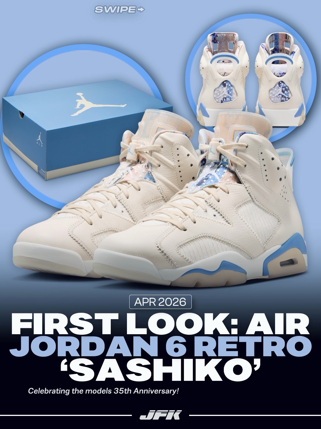 First Look: Air Jordan 6 Retro “Sashiko” 🪡 Jordan Brand leans