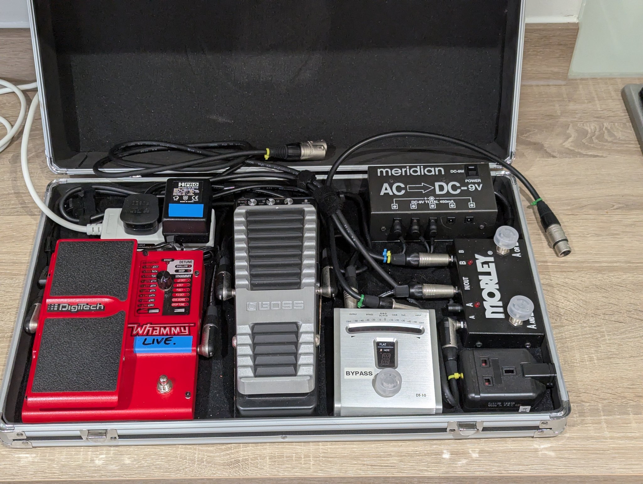 Pre-multi FX live board setup with Korg DT10 and Digitech Whammy