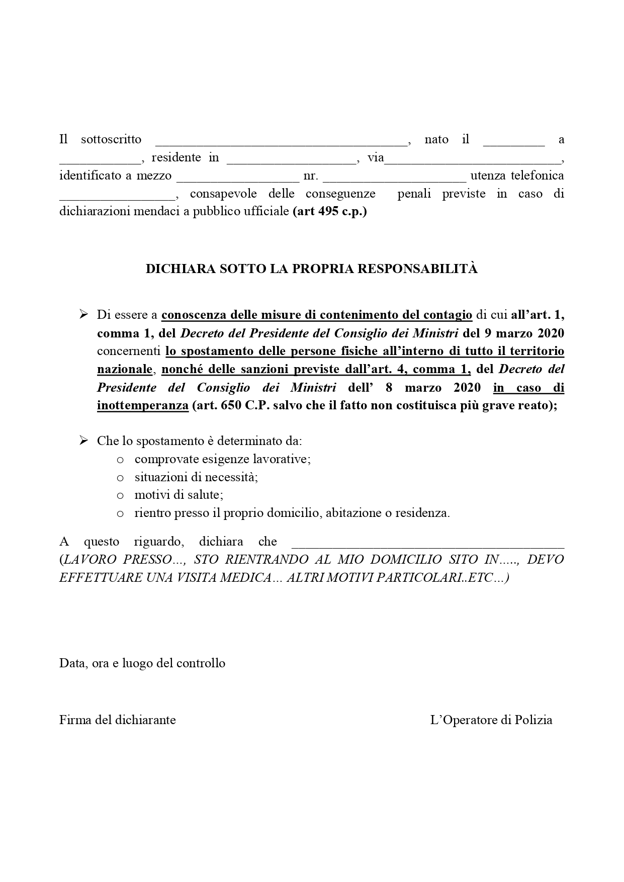 Città di Mondovì - QUI il modulo di autodichiarazione da compilare in ...