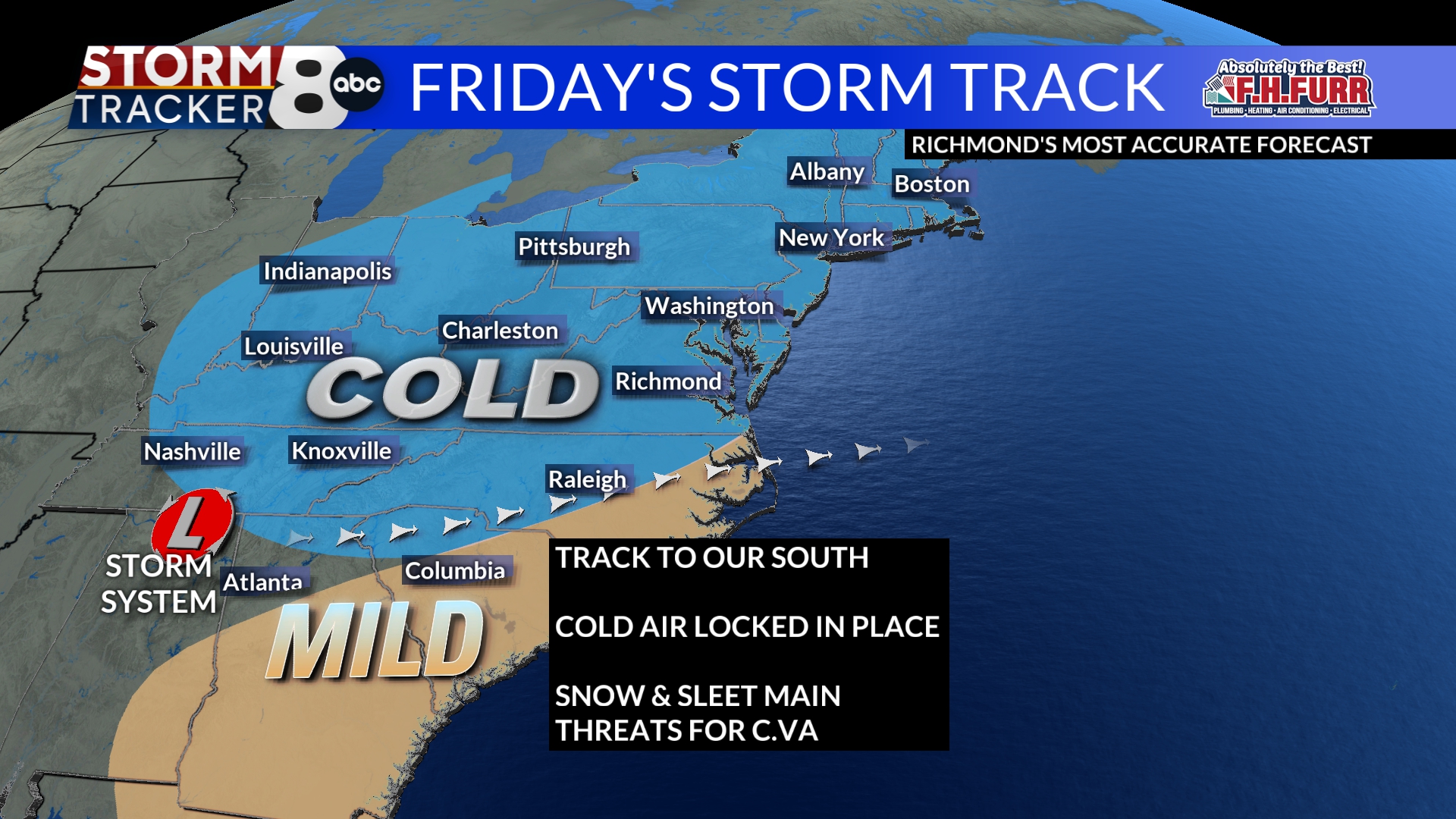 Matt - Friday's storm track will be across southern North Carolina ...