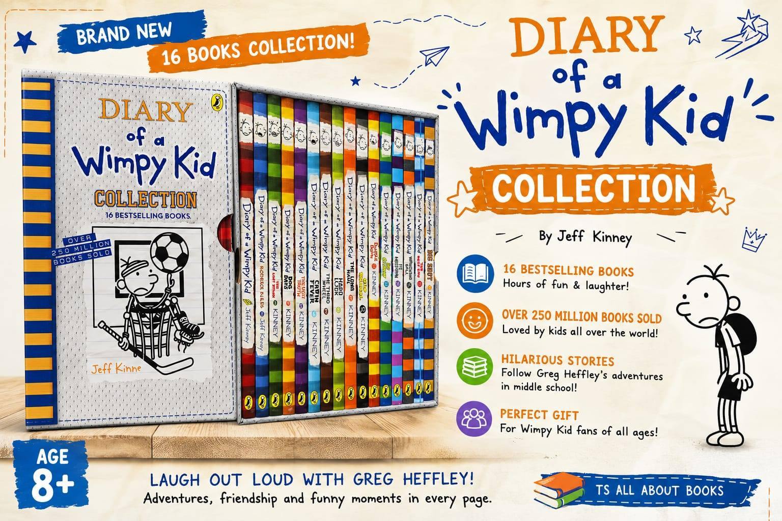 📚 Diary of a Wimpy Kid by Jeff Kinney Brand New Original Set of