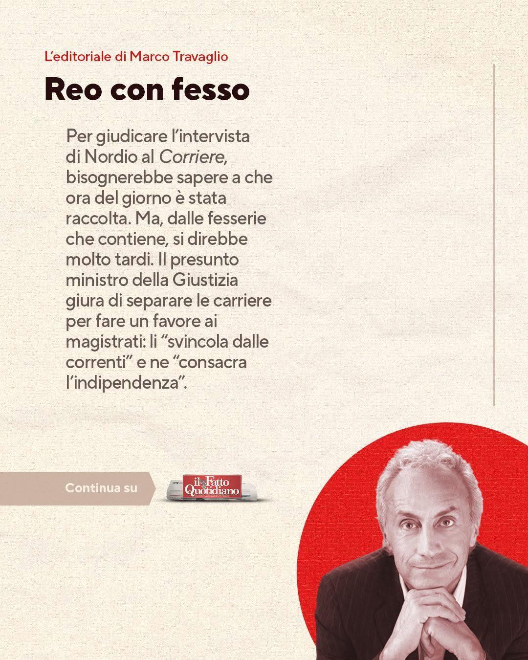 Marco Travaglio - Reo con fesso Leggi l'editoriale... | Facebook
