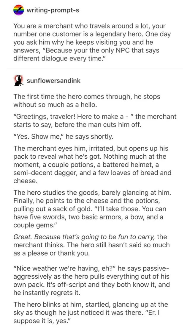 Geek - NPC Writing Prompt Response 👇👇👇 | Facebook