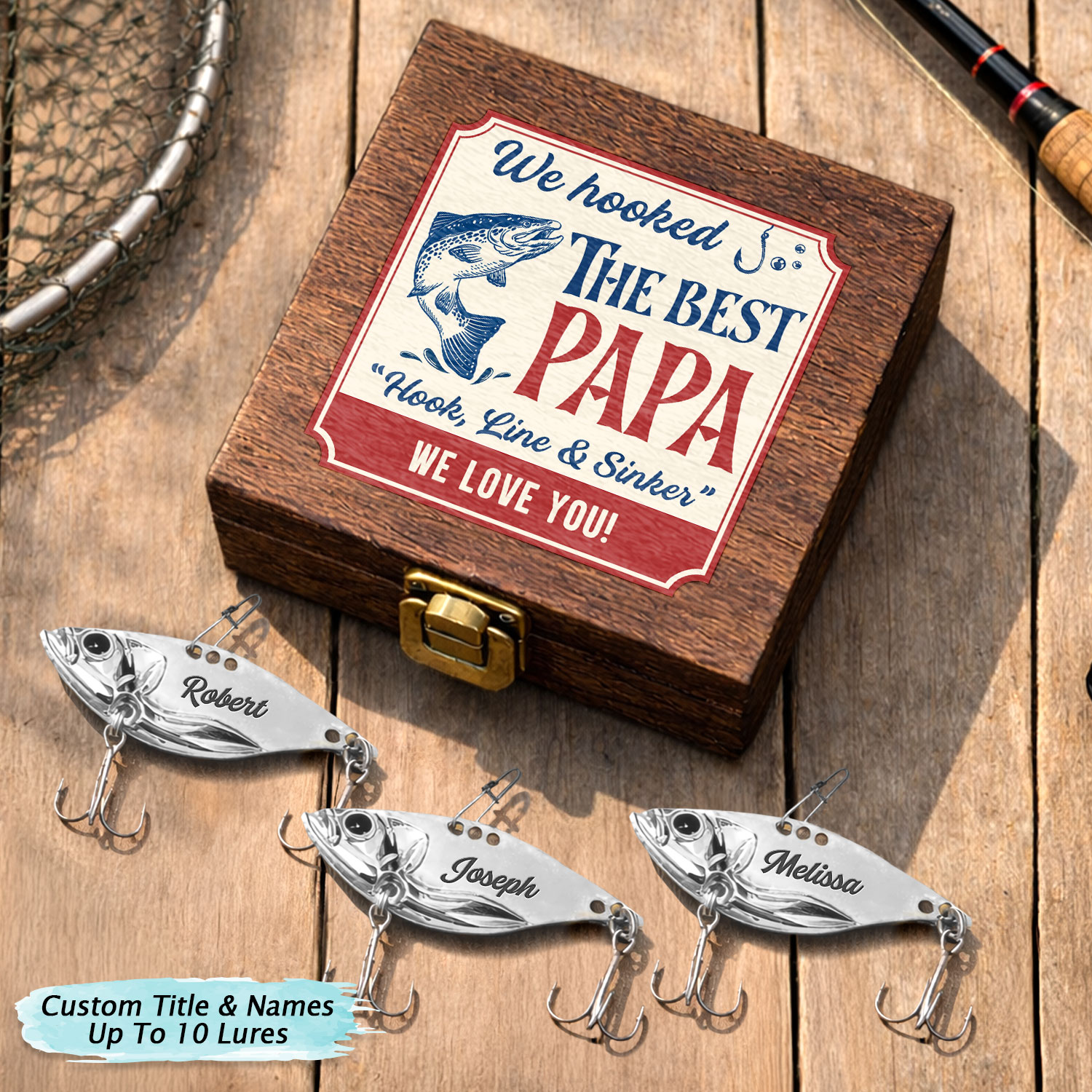 father's day special fishing lures Dad & Children Sign Perfect gift idea for boyfriend Grandpa or Dad Personalized Fishing Lure Set, Custom