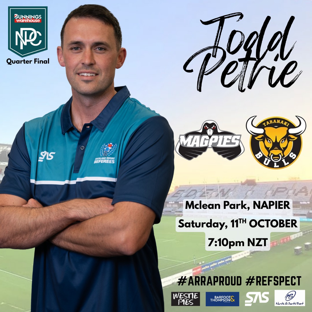 NPC APPOINTMENT |... - Auckland Rugby Referees | Facebook
