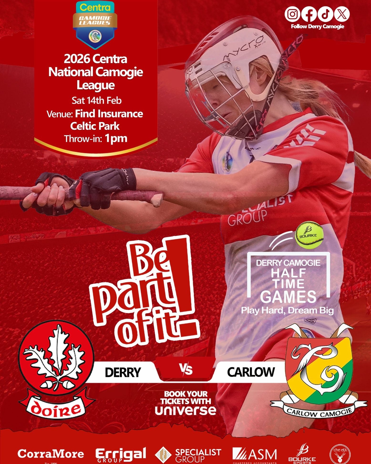 Derry - ️GAME IS 1PM ️ 2026 Centra Camogie Leagues Our first fixture ...