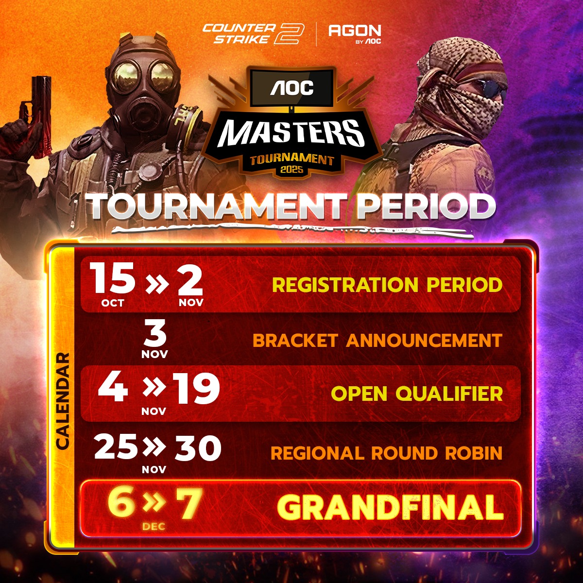 AGON - AOC Masters Tournament 2025 Tournament Schedule Don’t wait — the ...