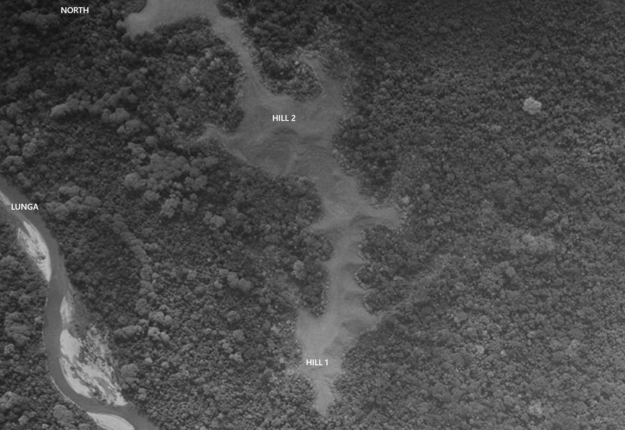 Guadalcanal - A US B17 reconnaissance photograph of Edson's (Bloody ...