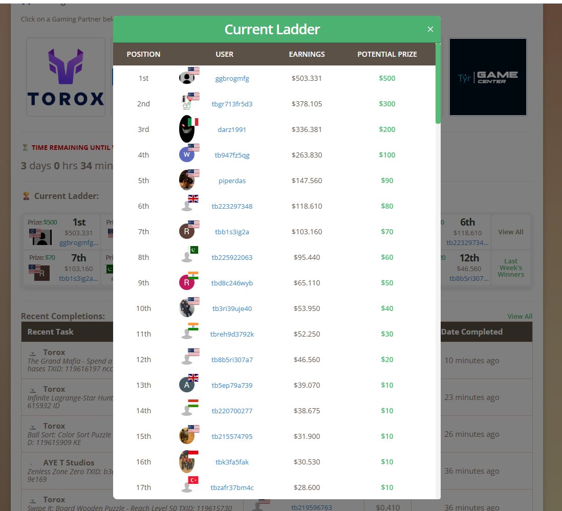 TimeBucks - Check out the current $2000 gaming ladder progress Join in ...