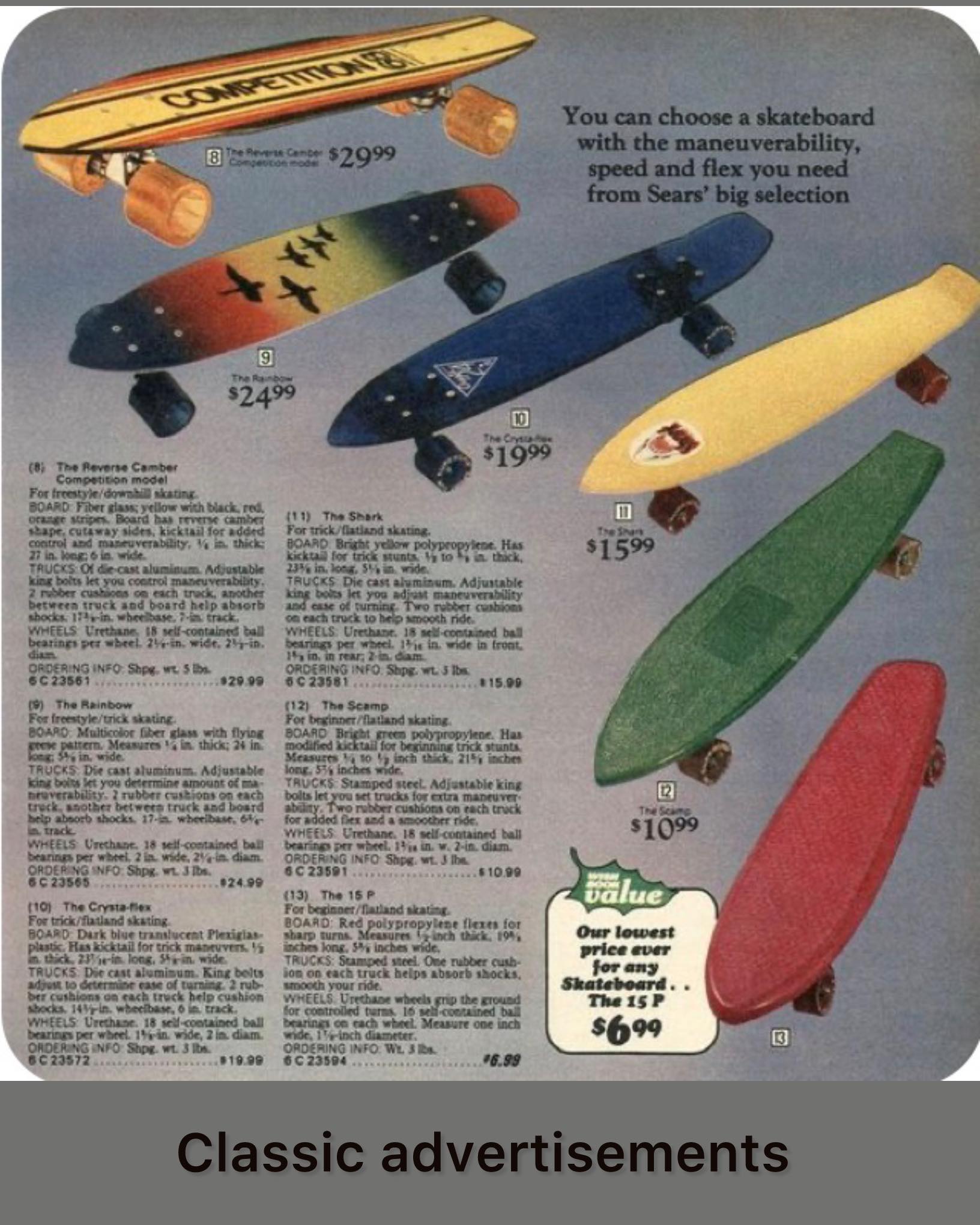 70s SHARK 1975年～1976年 スケートボード スケボー SKATE Cruising through the '70s! 🛹 Sears had a skateboard for every kid